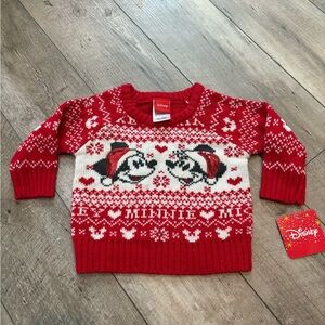 Disney Red and White Minnie Mickey  Mouse Sweater